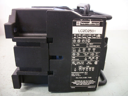 TELEMECANIQUE REV CONTACTOR LC2D2501U6 40AMP 240VCOIL 3PH 600V 20HP NOB