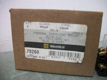 SQUARE D THERMAL OVERLOAD RELAY 9065C01R NIB