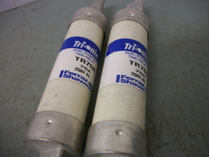 FERRAZ-SHAWMUT LOT OF 2 TRI-ONIC FUSES TR70R 70AMP 250VOLT