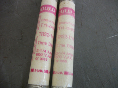 GOULD SHAWMUT LOT OF 2 TRI-ONIC FUSES TRS2-1/4R 2-1/4AMP 600VOLT NIB