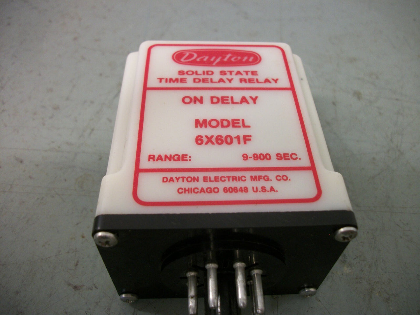 DAYTON SOLID STATE TIME DELAY RELAY 6X601F 9-900SEC 120VOLT