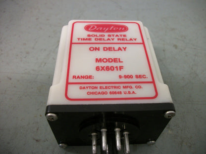 DAYTON SOLID STATE TIME DELAY RELAY 6X601F 9-900SEC 120VOLT