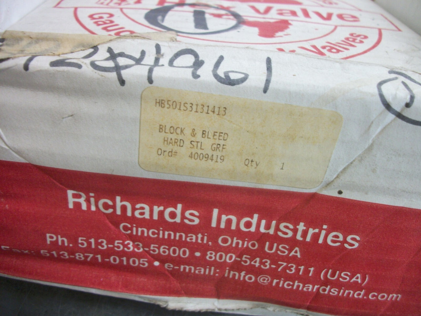 RICHARDS INDUSTRIES CARBON STEEL HEX VALVE HB501S3131413 4300PSI @ 650 DEG F NIB