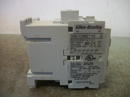 ALLEN-BRADLEY CONTACTOR 100-C09E*10 25AMP 24VCOIL 3PH 600V 7.5HP