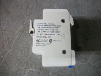 GOULD ULTRASAFE YELLOW ILLUM CLASS CC FUSEHOLDER USCC3I 30AMP 600VOLT 3POLE