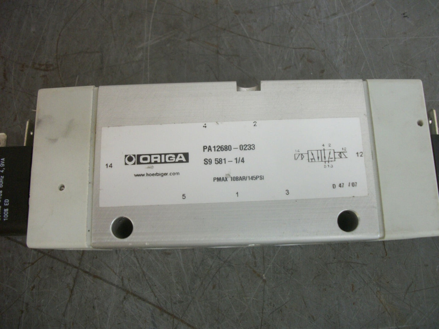 ORIGA 1/4" SOLENOID VALVE PA12680-0233 NOB