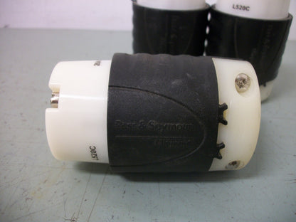 PASS & SEYMOUR LOT OF 3 TURNLOK CONNECTORS L520C 20AMP 125VOLT 2POLE 3W GRND NOB