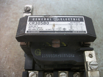 GE SIZE 0 CONTACTOR CR305B0 20AMP 115VCOIL 3PH 600V 5HP