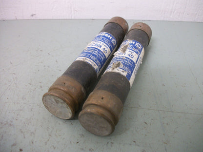 BRUSH LOT OF 2 CLASS RK5 FUSES ECSR40 40AMP 600VOLT