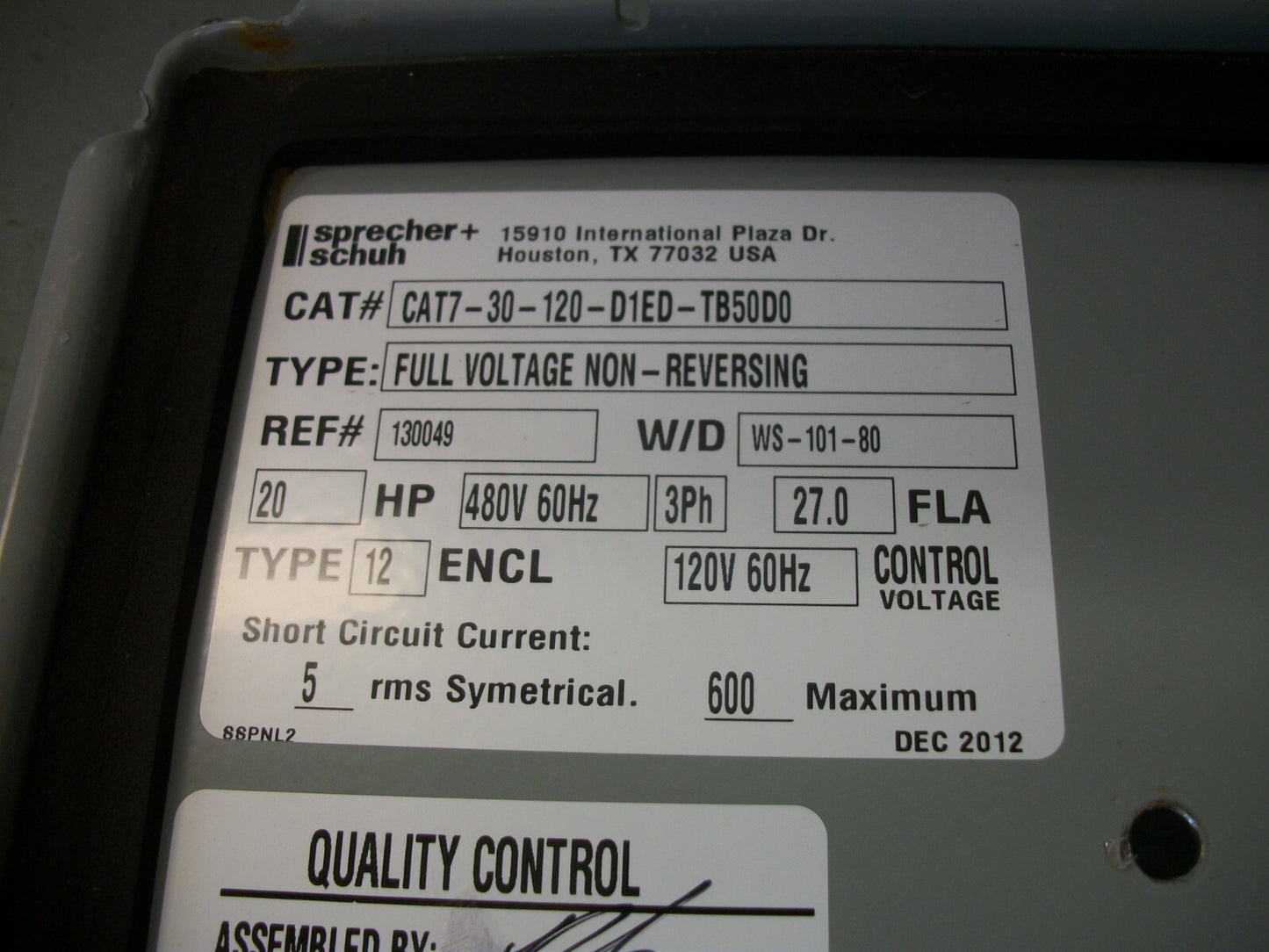 HOFFMAN 16 X 14 X 8 ENCLOSURE TYPE 12,13 A16148CH
