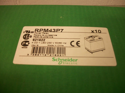 SQUARE D BOX OF 10 POWER RELAYS RPM43P7 230VOLT NIB