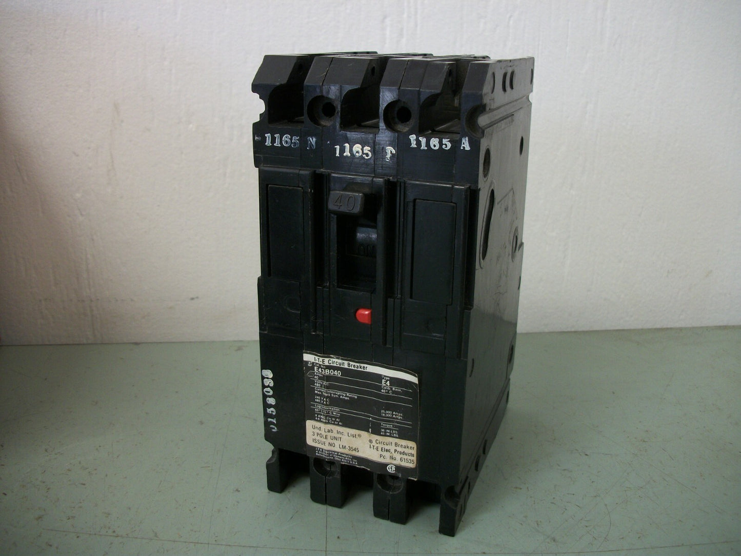 SIEMENS E4 CIRCUIT BREAKER E43B040 40AMP 480VOLT 3POLE