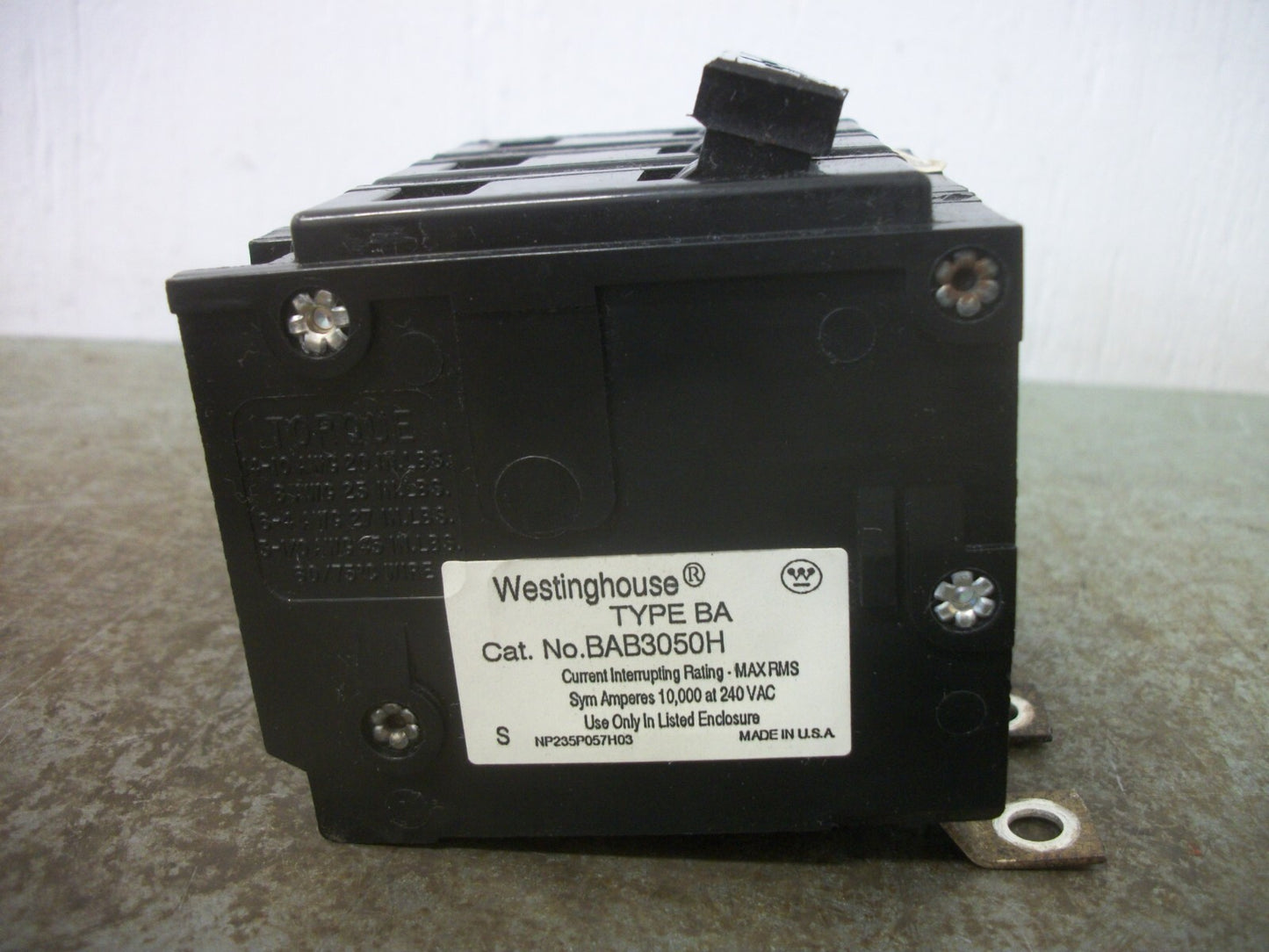 WESTINGHOUSE BA CIRCUIT BREAKER BAB3050H 50AMP 240VOLT 3POLE
