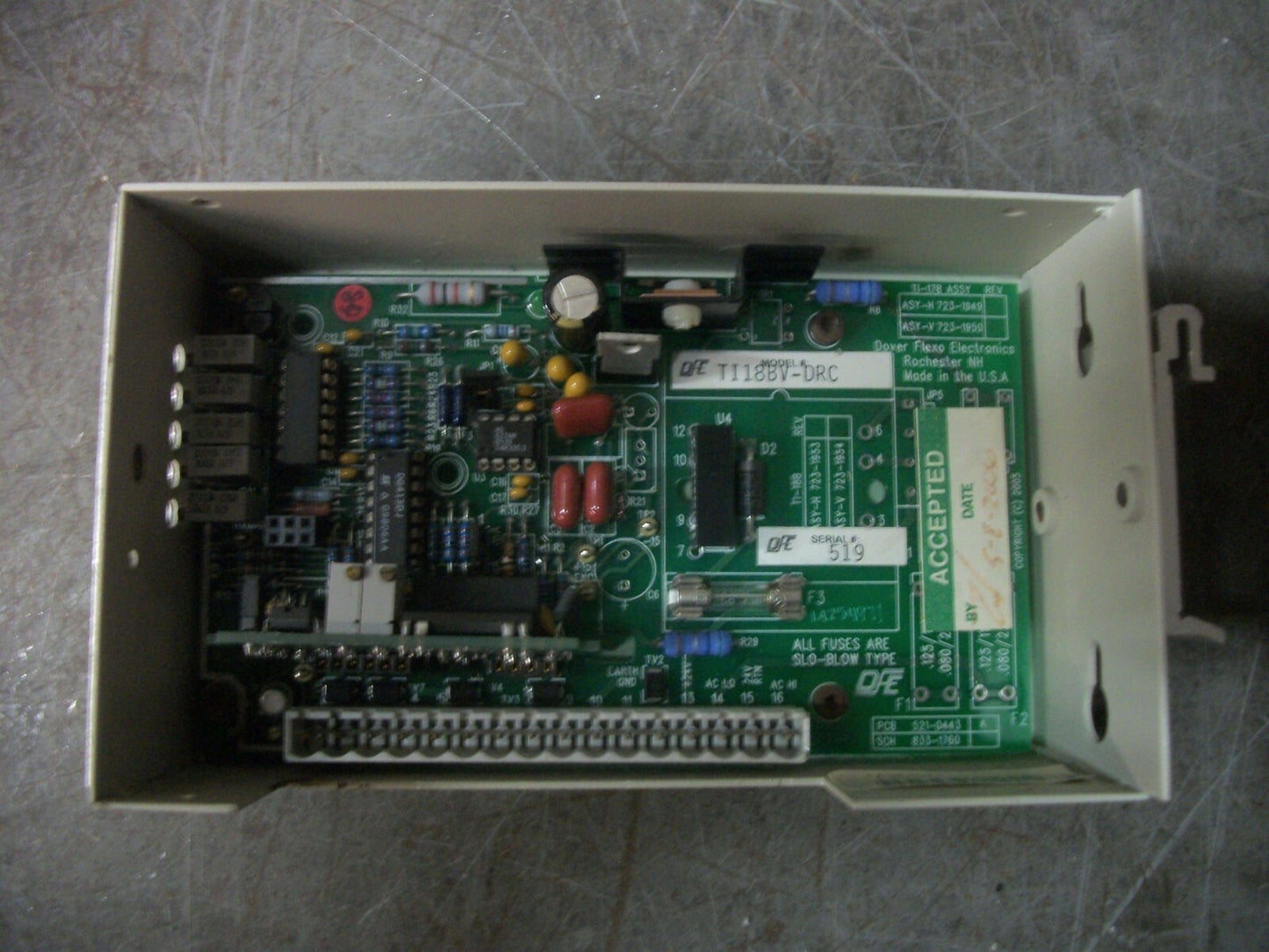 DOVER FLEXO ELECTRONICS DFE TRUE TENSION INDICATOR UNIT TI 18B MISSING COVER