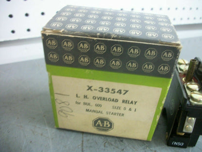 ALLEN-BRADLEY SIZE 0-1 MANUAL STARTER L.H. OVERLOAD RELAY X-33547 NIB