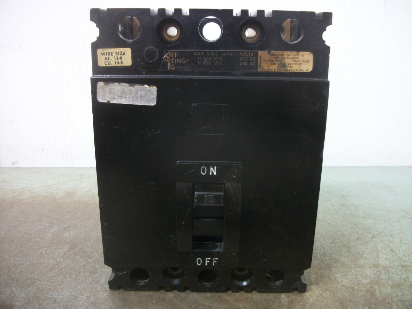 SQUARE D FAL CIRCUIT BREAKER FAL24015 15AMP 480VOLT 2POLE BLACK