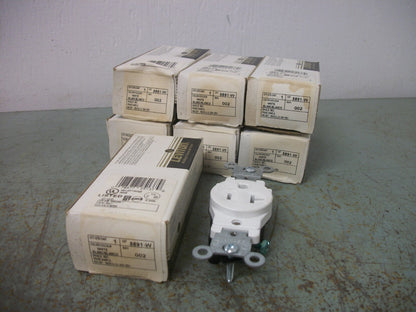 LEVITON LOT OF 7 WHITE SINGLE RECEPTACLES 5891-W 20AMP 125VOLT NIB