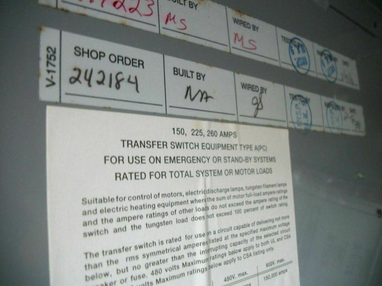 ZENITH ENCL AUTOMATIC TRANSFER SWITCH ZTSH15BC-2 150AMP 480VOLT 1PH NEW