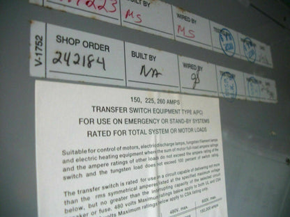 ZENITH ENCL AUTOMATIC TRANSFER SWITCH ZTSH15BC-2 150AMP 480VOLT 1PH NEW