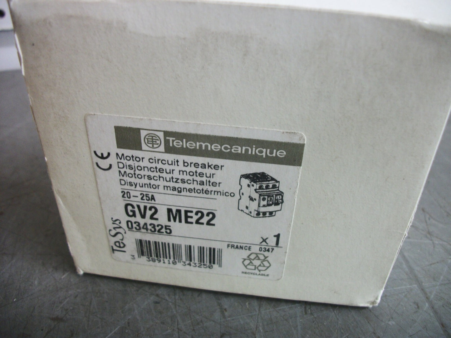 TELEMECANIQUE MOTOR CIRCUIT BREAKER GV2ME22 20-25AMP NIB