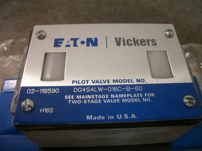 VICKERS TWO-STAGE PILOG VALVE DG4S4LW-016C-B-60 120VCOIL .69AMP NOB