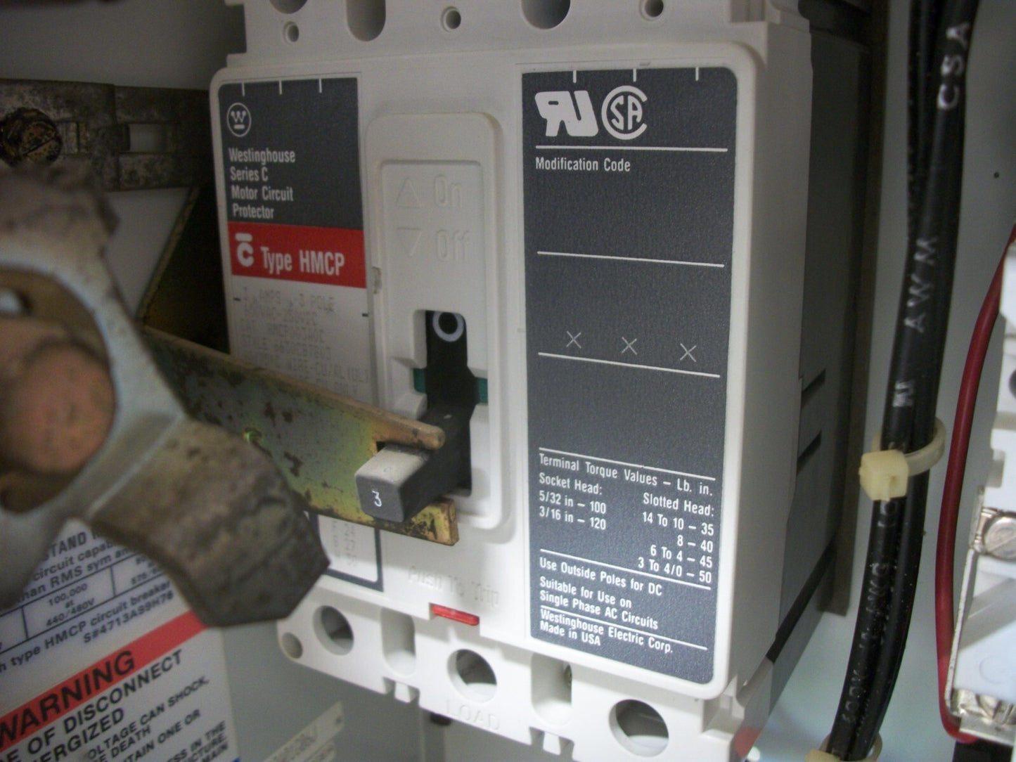 WESTINGHOUSE MCC STARTER BUCKET SIZE 1 A200M1CAC 120VCOIL 3AMP BREAKER