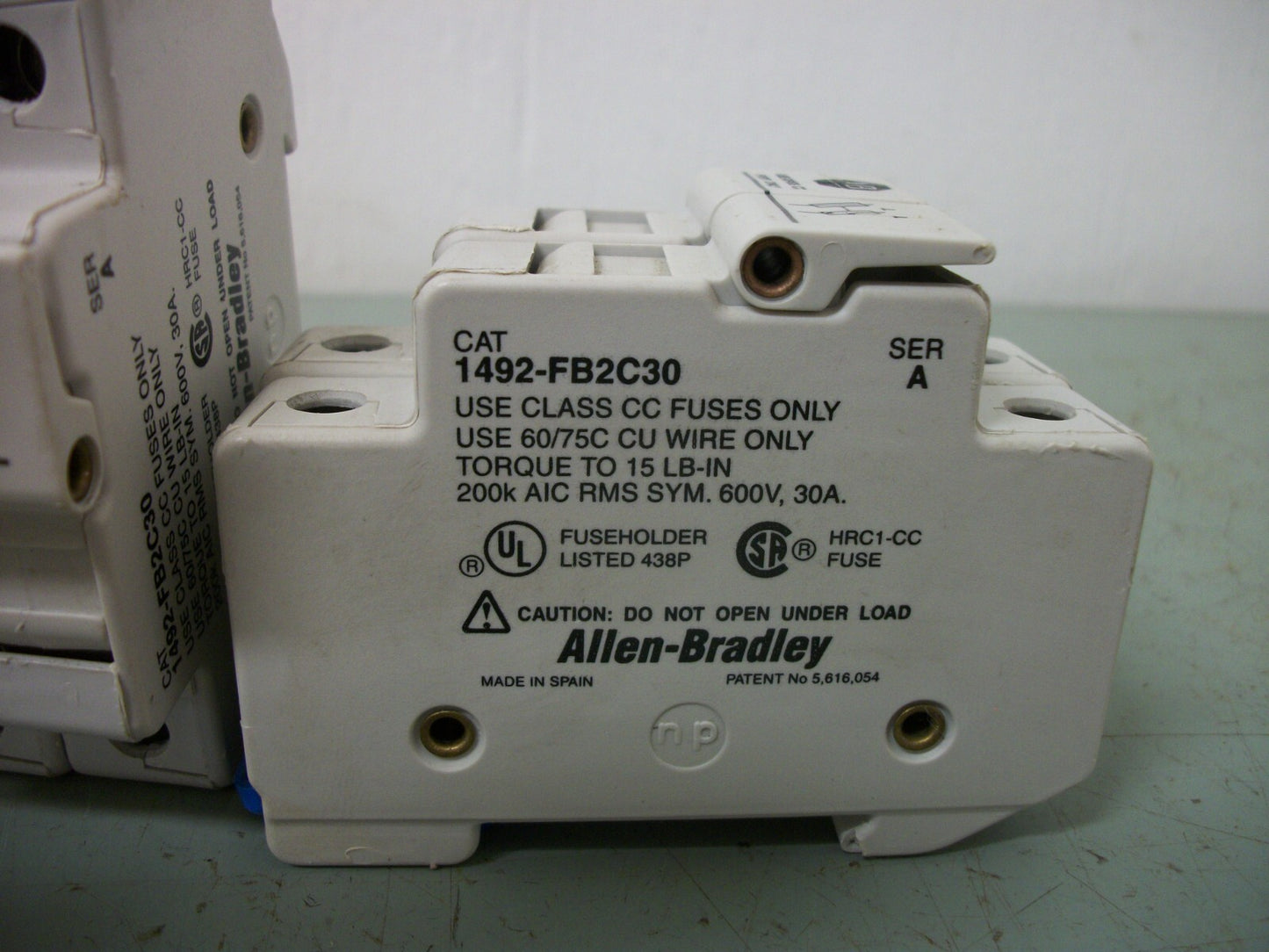 ALLEN-BRADLEY LOT OF 3 CLASS CC FUSEHOLDERS 1492-FB2C30 30AMP 600VOLT 2POLE