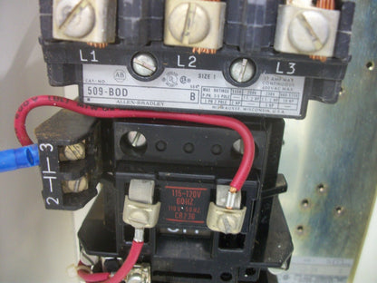 ALLEN-BRADLEY STARTER COMBO SIZE 1 TYPE 1 509-BOD 120VCOIL 30AMP FUSIBLE
