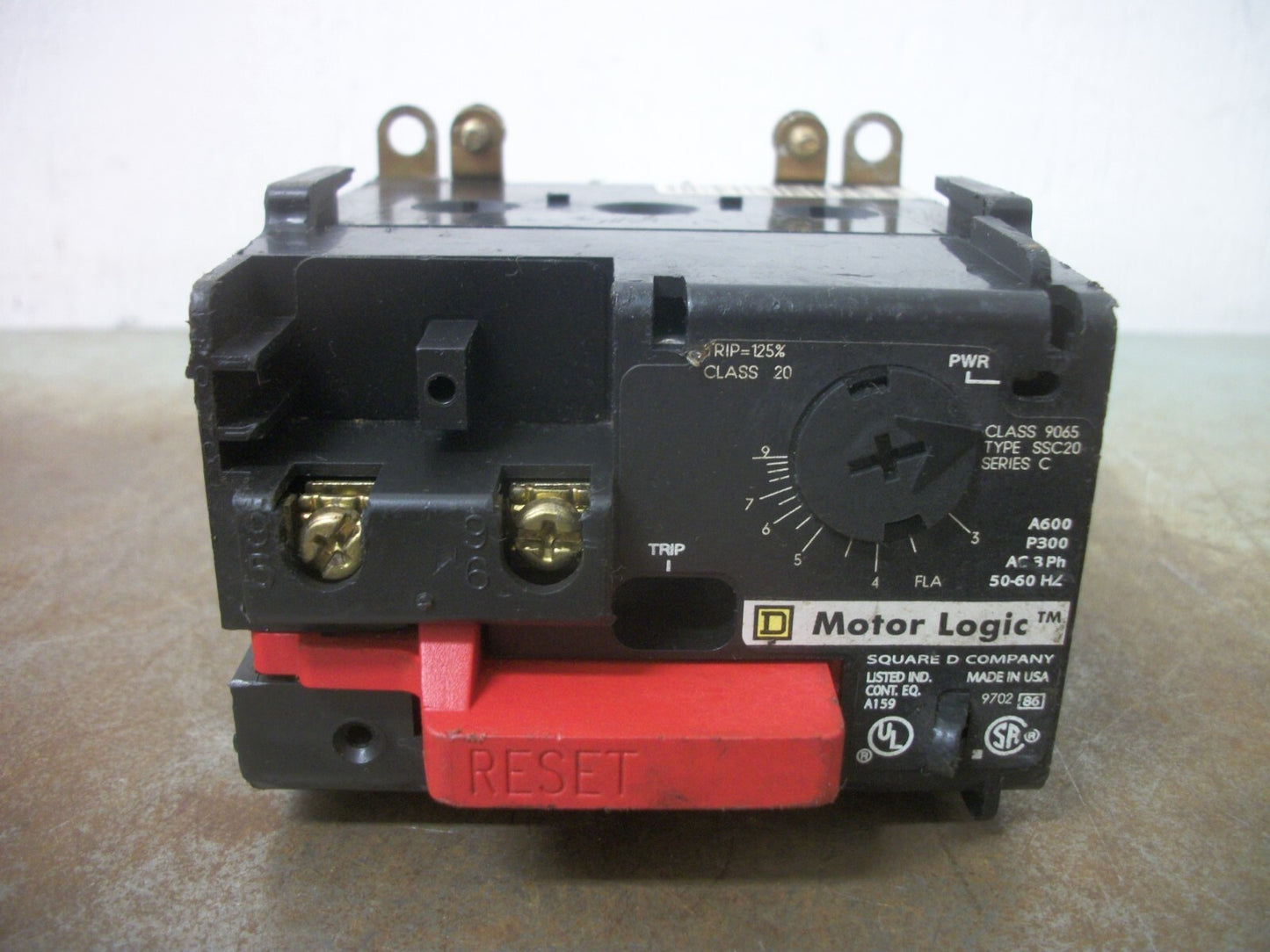 SQUARE D MOTOR LOGIC SOLID STATE OVERLOAD RELAY 9065SSC20 3-9AMP