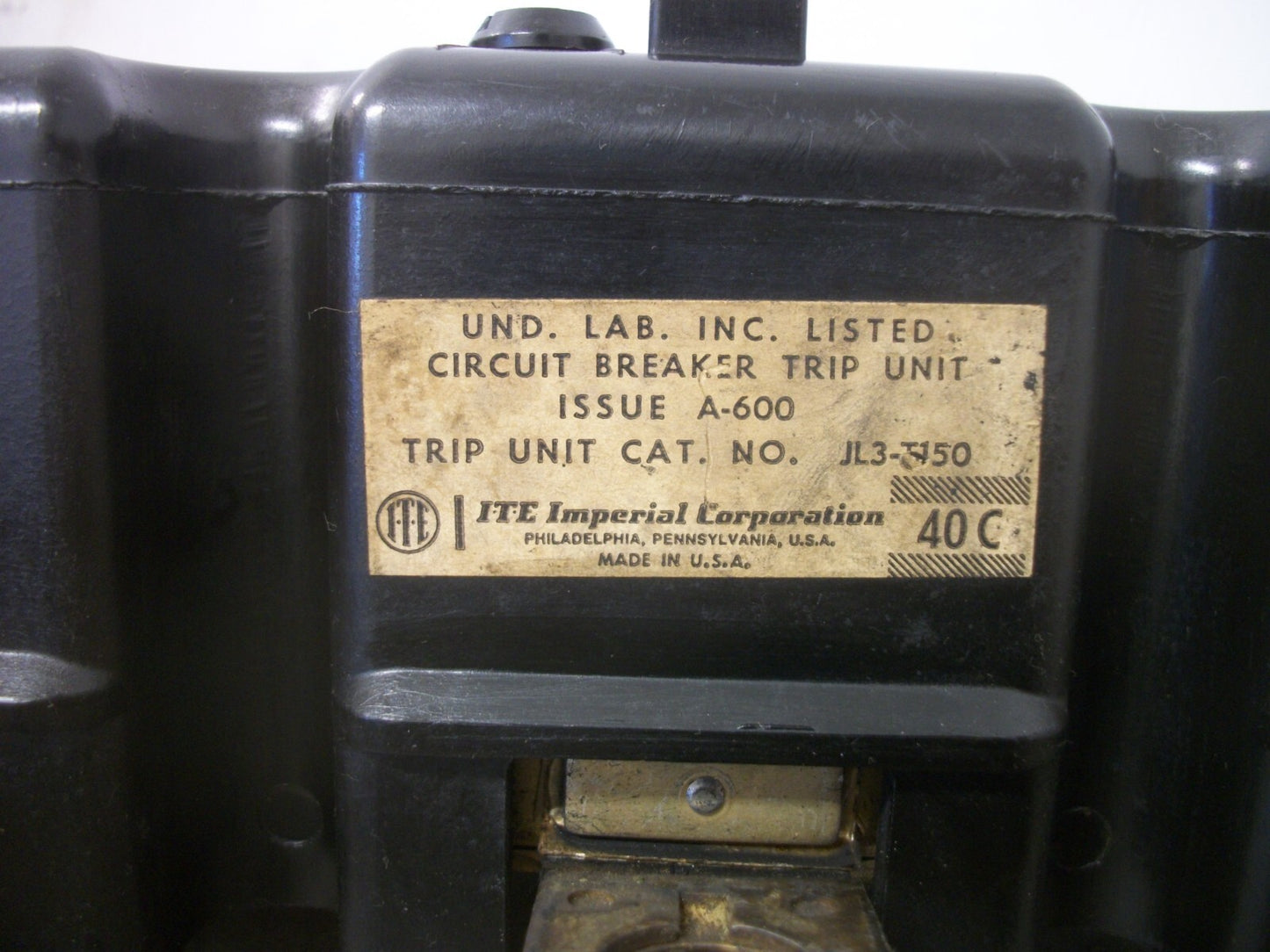 SIEMENS ITE CIRCUIT BREAKER TRIP UNIT JL3T150 150AMP 600VOLT 3POLE