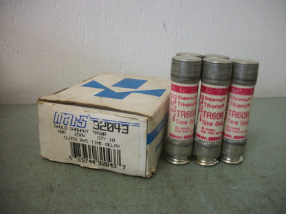 GOULD SHAWMUT BOX OF 5 TRI-ONIC FUSES TR60R 60AMP 250VOLT NIB