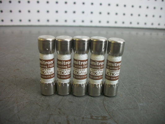 BUSSMANN LOT OF 5 LIMITRON FUSES KTK-1/10 1/10AMP 600VOLT NOB