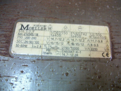 KLOCKNER-MOELLER 2230VA 1PH TRANSFORMER STE3.0/F 212243/18 HV 200X240 LV 24/100