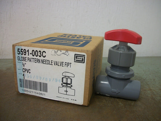 SPEARS 3/8" CPVC GLOBE PATTERN NEEDLE VALVE 5591-003C NIB