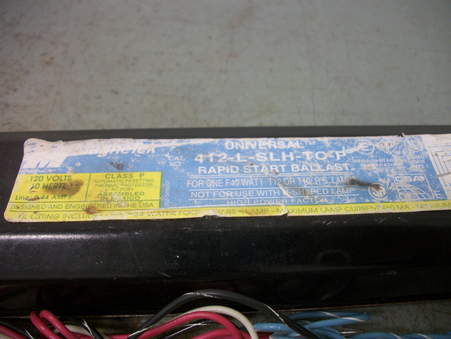 MAGNETEK RAPID START BALLAST 412-L-SLH-TC-P 120VOLT