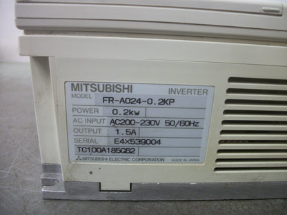 MITSUBISHI FREQROL-A024 0.2KW INVERTER DRIVE FR-A024-0.2KP 230VOLT 1.5AMP