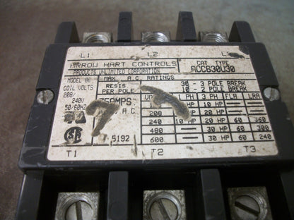 ARROW HART DEFINITE PURPOSE CONTACTOR 75AMP 208/240VCOIL 3PH 600V 30HP NOB