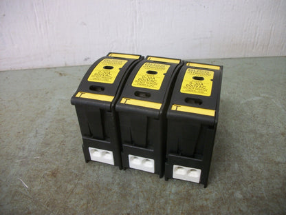 BUSSMANN LOT OF 3 CLASS J DIN RAIL FUSEHOLDERS JTN60030 30AMP 600VOLT 1POLE