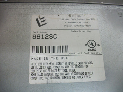 E-BOX 8X8X12 ENCLOSURE TYPE 1 8812SC NEW