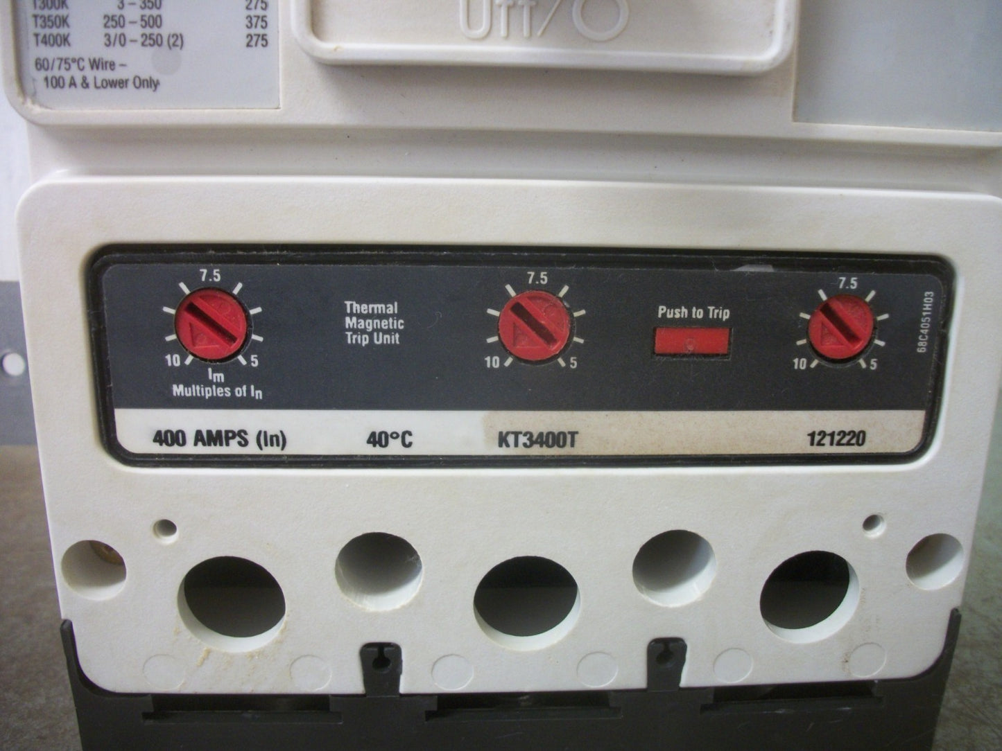 CUTLER-HAMMER DK CIRCUIT BREAKER DK3400W 400AMP 240VOLT 3POLE RED W/400A TRIP HW