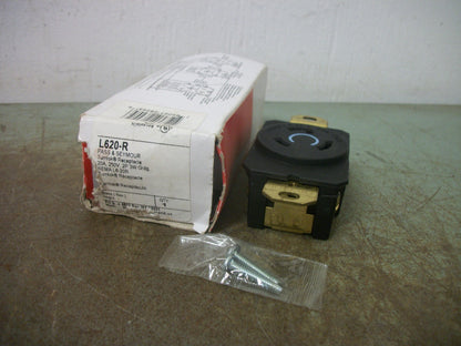 PASS & SEYMOUR TURNLOK RECEPTACLE L620-R 20AMP 250VOLT 2P 3W GRND NIB