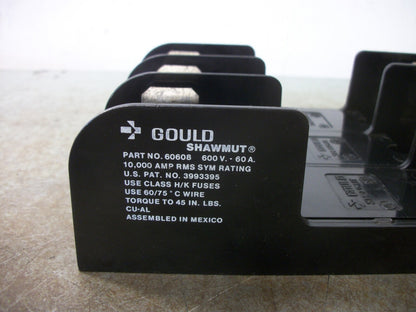 GOULD SHAWMUT CLASS H/K FUSEHOLDER 60608 60AMP 600VOLT 3POLE