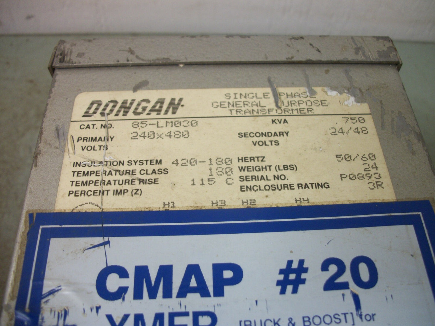 DONGAN .750KVA 1PH TRANSFORMER 85-LM030 HV 240X480 LV 24/48