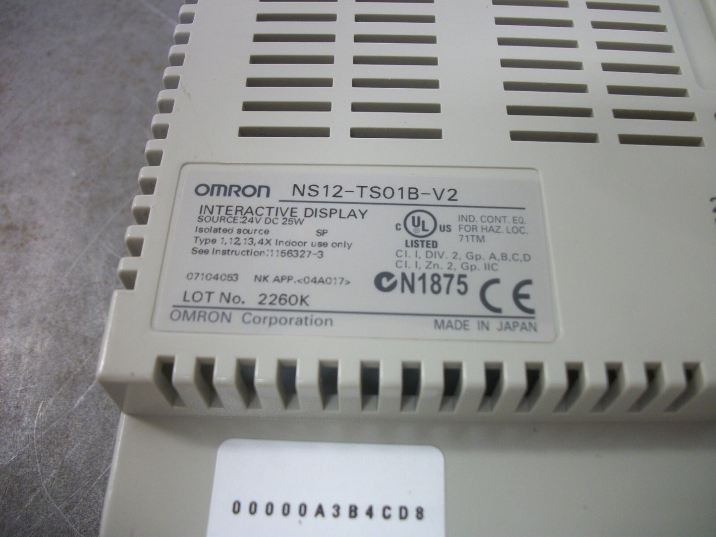 OMRON INTERACTIVE TOUCH SCREEN OPERATOR INTERFACE DISPLAY PANEL NS12-TS01B-V2