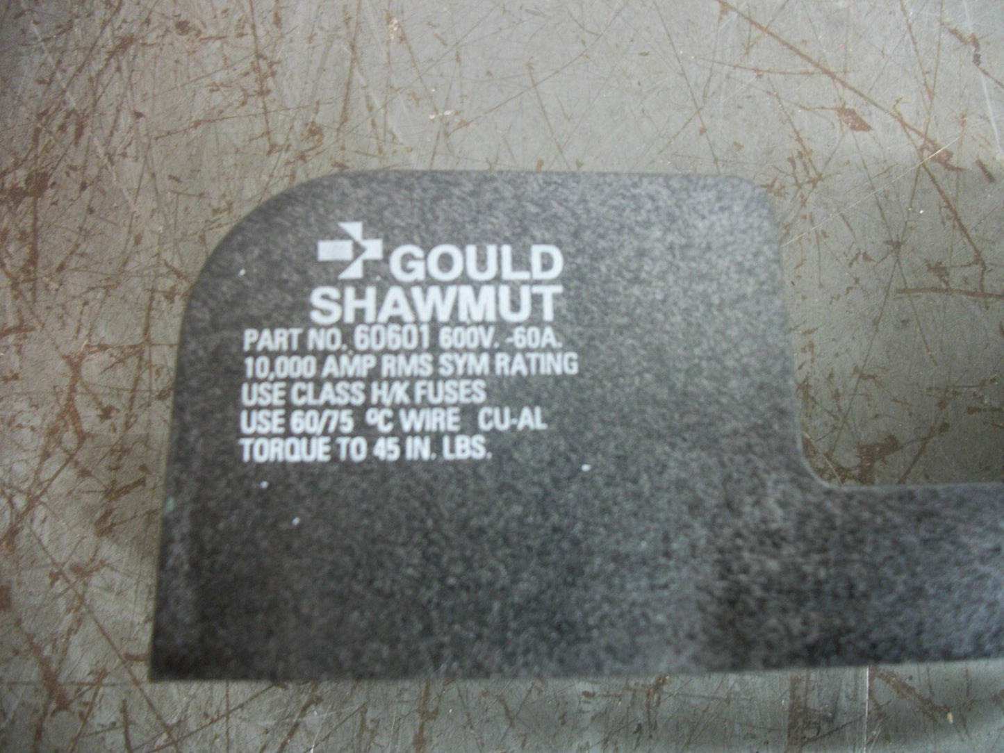 GOULD SHAWMUT FUSEHOLDER 60601 60AMP 600VOLT 1POLE NOB