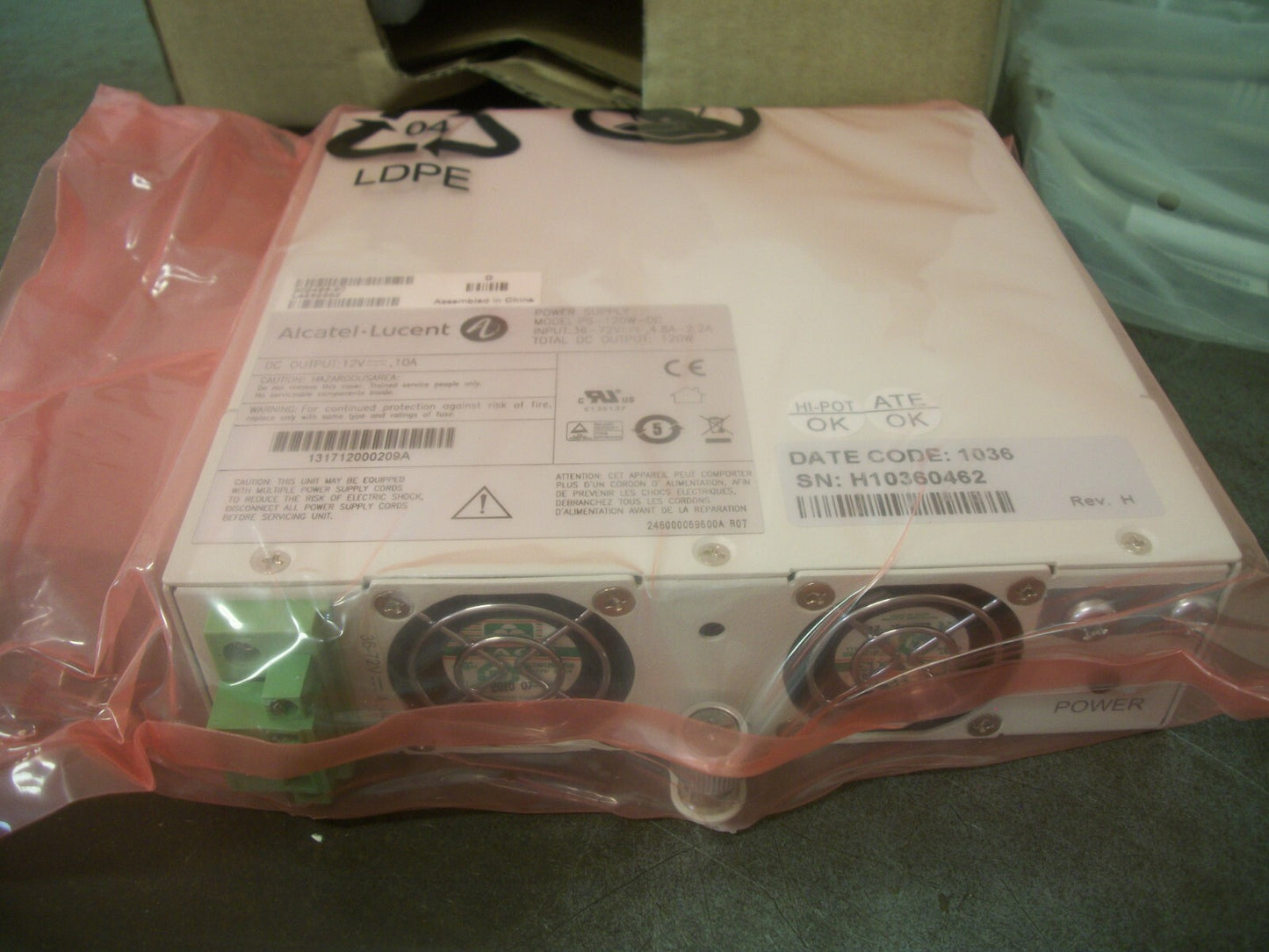 ALCATEL-LUCENT 120WATT POWER SUPPLY PS-120W-DC 12VDC 10AMP NIB