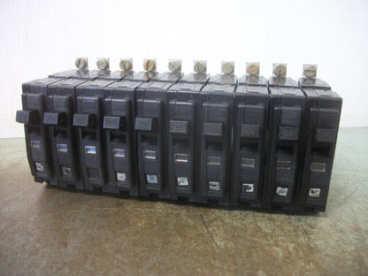 SQUARE D LOT OF 10 QOB CIRCUIT BREAKER QOB120VH 20AMP 240VOLT 1POLE 22kA OLD