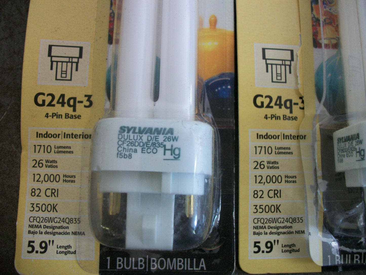 SYLVANIA LOT OF 6 26WATT BRIGHT WHITE 1710 LUMENS BULBS G24Q-3 NEW