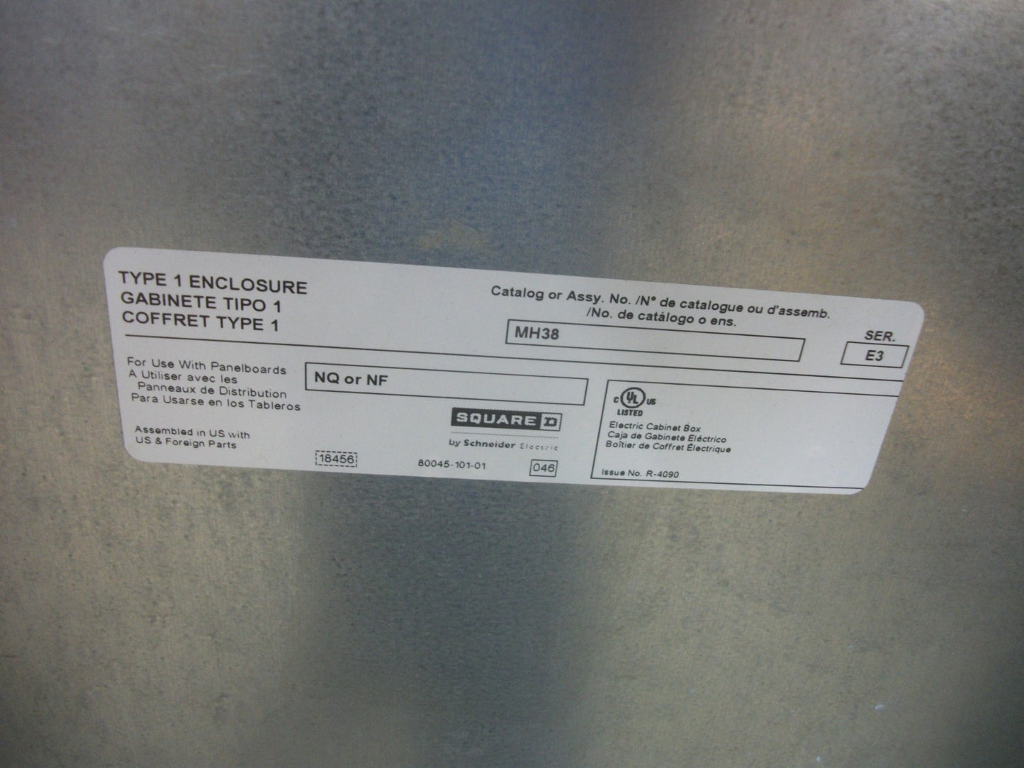 SQUARE D NF OR NQ 38" PANELBOARD BOX ENCLOSURE TYPE 1 MH38