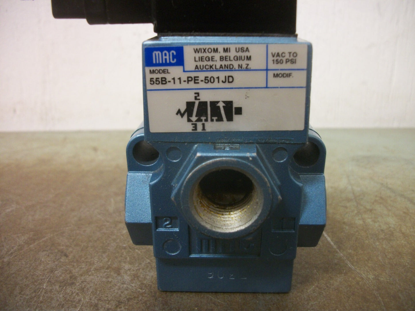 MAC 3-WAY SOLENOID VALVE 55B-11-PE-501JD 150PSI 24VDC 2.5W